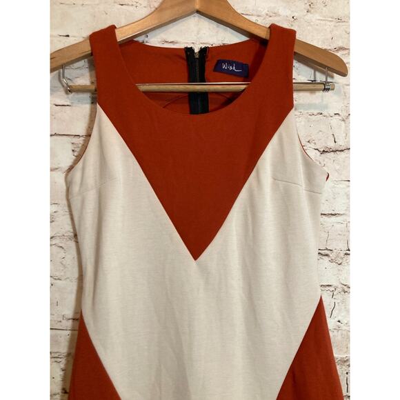 Wish Colorblock Dress Womens Medium Rust Orange A Line Retro Stretch Zip Up - Picture 7 of 14